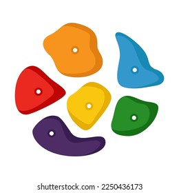 Equipment or gear for climbing flat vector illustration. Braces arms and legs hooks on the alpine simulator amusement parks on white background. Extreme sports, mountaineering concept