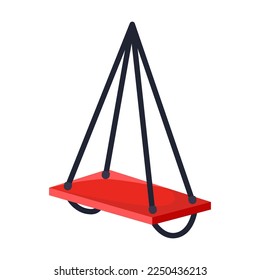 Equipo o equipo para la ilustración de vector plano de escalada. Estante suspendido de seguridad sobre cuerdas de fondo blanco. Deportes extremos, concepto de montañismo