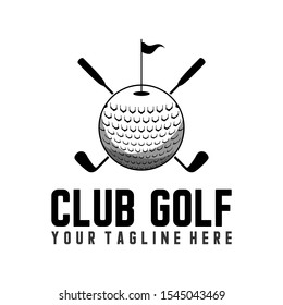 equipment in golf games like stick, ball, and flag image graphic icon logo design abstract concept vector stock. Can be used as a symbol related to sport