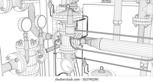 Equipment for heating system on white background