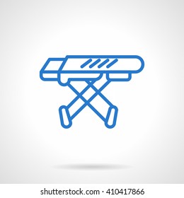 Equipment for household laundry. Empty folding ironing board.  Simple blue line vector icon. Single element for web design, mobile app.