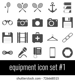 Equipment. Icon set 1. Gray icon on white background.