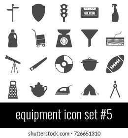 Equipment. Icon set 5. Gray icon on white background.