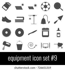 Equipment. Icon set 9. Gray icon on white background.