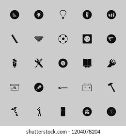 equipment icon. equipment vector icons set ruler, colander, hair dryer and car battery