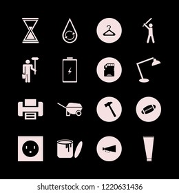 equipment icon. equipment vector icons set hourglass, loud speaker, paint can and wheelbarrow