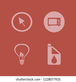 equipment icon. equipment vector icons set bulb leaf, car oil, cursor and microwave