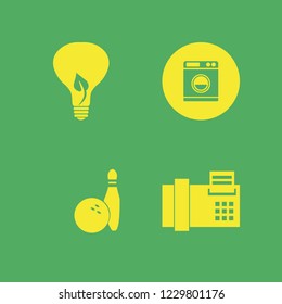 equipment icon. equipment vector icons set washer, bulb leaf, bowling ball pin and fax