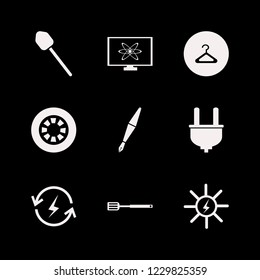 equipment icon. equipment vector icons set renewable energy, plug, spatula and wheel