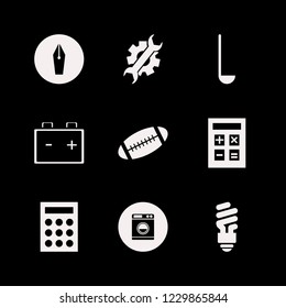 equipment icon. equipment vector icons set fountain pen, fluorescent bulb, wrench gear and rugby ball