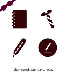 equipment icon. equipment vector icons set screw, notebook, pencil and thermometer