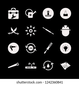 equipment icon. equipment vector icons set toolbox, hydraulic energy, sabers and builder