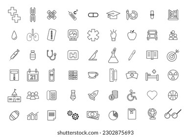 Equipment icone pack in line style. Modern design icon, symbol and illustration. vector graphics illustration and editable stoke. Easy to use as health care and mesical asset.