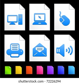 Equipment Icons on Colorful Paper Document Collection Original Illustration