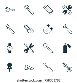 Equipment Icons Set With Password, Cop Cap, Spanner And Other Location  Elements. Isolated Vector Illustration Equipment Icons.