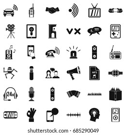 equipment icons set, simple style