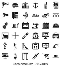 Equipment icons set. Simple style of 36 equipment vector icons for web isolated on white background