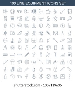 equipment icons. Trendy 100 equipment icons. Contain icons such as hair curler, laptop, dental chair, movie tape, no standing nearby, musical instrument. equipment icon for web and mobile.