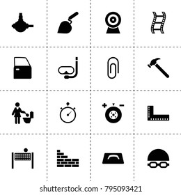 Equipment icons. vector collection filled equipment icons. includes symbols such as wheel balance, car door, spherical bearing. use for web, mobile and ui design.