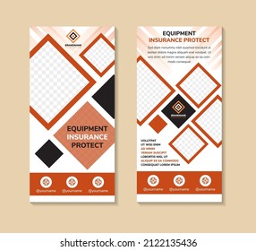 equipment insurance protect roll up banner template for a report and brochure design, flyer, leaflets decoration for printing and presentation vector illustration. space for text and photo