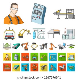 Equipment and machine cartoon,flat icons in set collection for design.Technical progress of the factory vector symbol stock web illustration.