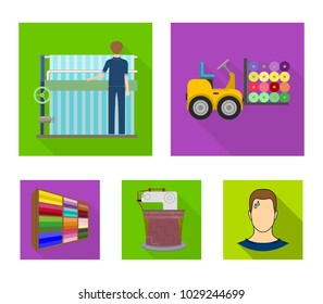 Equipment, machine, forklift and other web icon in flat style.Textiles, industry, tissue, icons in set collection.