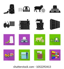 Equipment, machine, forklift and other web icon in black,flet style.Textiles, industry, tissue, icons in set collection.