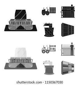 Equipment, machine, forklift and other web icon in black,monochrome style.Textiles, industry, tissue, icons in set collection.