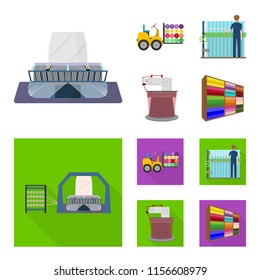 Equipment, machine, forklift and other web icon in cartoon,flat style.Textiles, industry, tissue, icons in set collection.