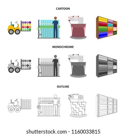 Equipment, machine, forklift and other web icon in cartoon,outline,monochrome style.Textiles, industry, tissue, icons in set collection.