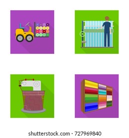 Equipment, machine, forklift and other web icon in flat style.Textiles, industry, tissue, icons in set collection.