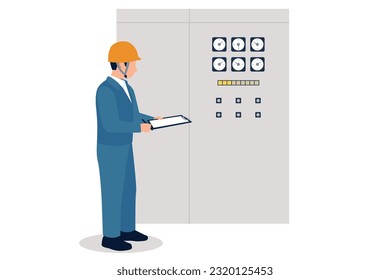 equipment maintenance records, equipment maintenance reporting, man reporting with clipboard and pen.