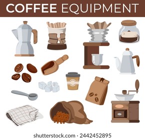 equipment for making coffee drinks illustration set