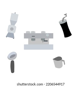 Equipment for making fresh coffee in black and white tones.