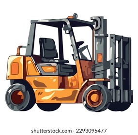 Equipment mover delivering heavy cargo container over white