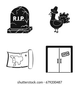 equipment and other web icon in black style.door, elevator, pen, icons in set collection.