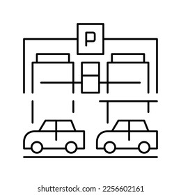 equipment parking line icon vector. equipment parking sign. isolated contour symbol black illustration