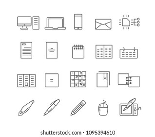 Equipment and pen icons set,Vector