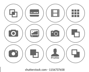 equipment Photography icons set - digital camera illustrations - photo & picture sign and symbols