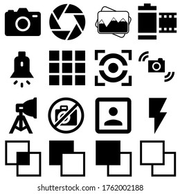 Equipment Photography icons vector set. digital camera illustrations sign collection. photo symbol. picture logo.