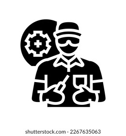 equipment service technician glyph icon vector. equipment service technician sign. isolated symbol illustration