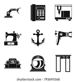 Equipment for sewing icons set. Simple set of 9 equipment for sewing vector icons for web isolated on white background