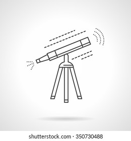 Equipment for sky research. Telescope on tripod. Astronomy symbol, education and science. Flat thin line style vector icon. Single web design element for mobile app or website.
