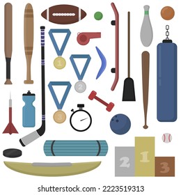 Equipment for sports. Leisure. Vector illustration