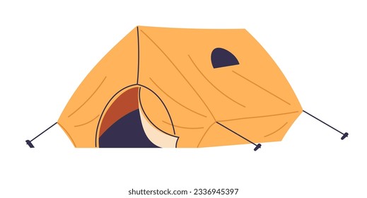 Equipment for summer vacation and activities, isolated tent for camping. Campsite and place for staying overnight. Sleeping outdoors, active lifestyle and mountaineering. Vector in flat style