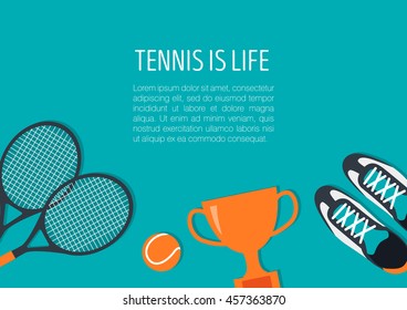Equipment for tennis. View from above. Vector illustration.