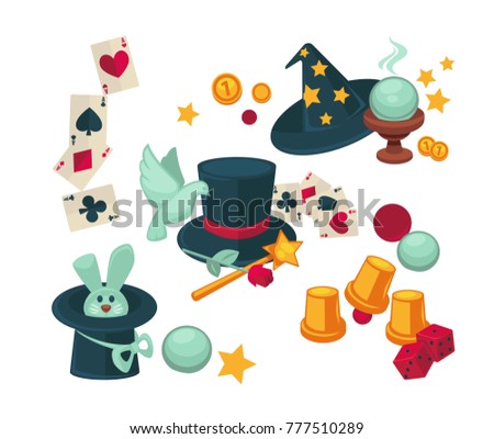 Equipment and trained animals for magic tricks set