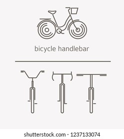 Equipment for transport driving logo set. Bicycle handlebar, steering wheels thin line icons. Vector illustration