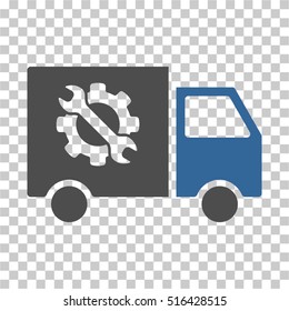 Equipment Truck EPS vector icon. Illustration style is flat iconic bicolor cobalt and gray symbol on chess transparent background.