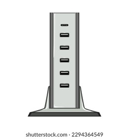 caricatura del centro usb del equipo. dispositivo de conexión, equipo de datos de cable, señal del concentrador usb. ilustración vectorial de símbolo aislado